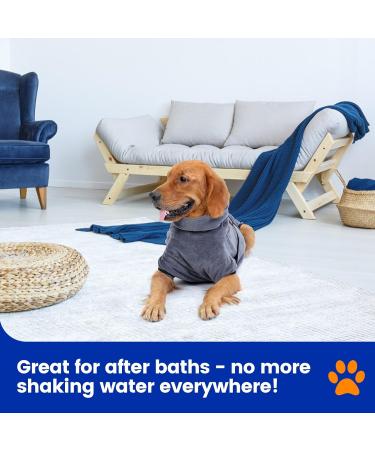 Happy Hachi Microfiber Dog Bathrobe - Super Absorbent Fast-Drying Towel for Small Medium & Large Dogs and Cats | Washable Beach Towel (Gray L) - Buy Online on GoSupps.com