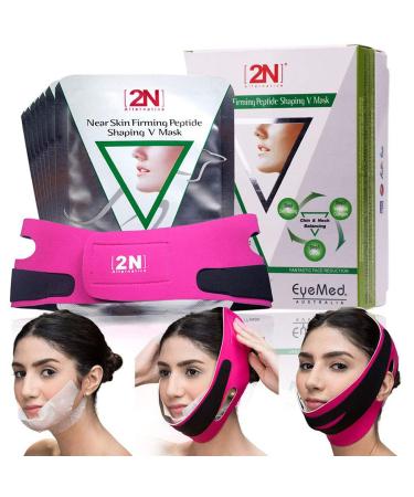 V Line Facial tightening mask 7 pieces of slimming-slender cheek mask double chin reducer chin lift-up mask with bandag belt helps you to tighten the facial skin