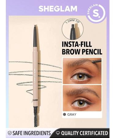 SHEGLAM Insta-Fill Eyebrow Pencil - Long Lasting Sweatproof Gray Brow Makeup for Perfect Shape - Buy Online on GoSupps.com