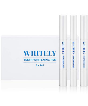 WHITELY Premium Teeth Whitening Pen (3 Pack) 35% Carbamide Peroxide Gel 30+ Uses No Sensitivity Painless Effective Easy to Use Travel-Friendly Natural Mint Flavor