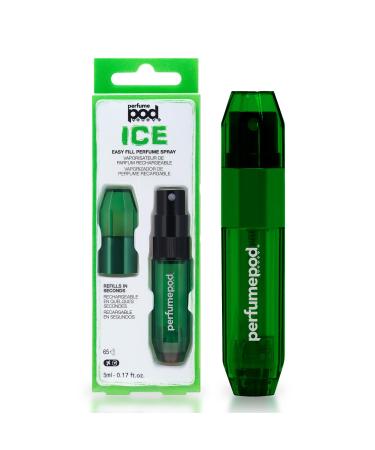 Travalo Perfume Pod Ice Travel Perfume Atomizer | High Definition Mini Pump Sprayer | Portable Refillable Perfume Bottle | Travel TSA Approved | Easy Fill | Leak Proof | Green | 0.6oz