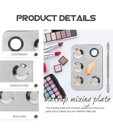 Palette de M lange Maquillage en Acier Inoxydable 2 Pi ces Grosse Taille Carr e 5 Trous avec Spatule Plateau de M lange Fond de Teint et Pigments pour Nail Art et Maquillage - Buy Online on GoSupps.com