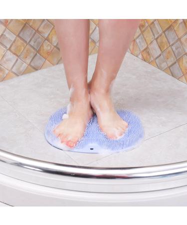 Hands-Free Foot & Back Scrubber for Shower - Multifunctional Body Brush with Suction Cup - Exfoliates, Massages, Non-Skid Mat (Blue) - Bathroom Scrubber - Buy Online on GoSupps.com