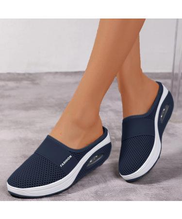 GETBEE Women's Fashion Sneakers | Diabetic Air-Cushion Slip-On Walking Shoes | Orthopedic Diabetic Slippers | Size 8.5 - Dark Blue - Buy Online on GoSupps.com