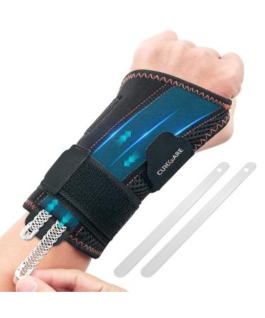 CureCare wrist support with 2 alternating rails wrist bandage for pain relief adjustable carpal tunnel syndrome rail wrist bandages for tendinitis arthritis (L/XL left) L/XL left-black