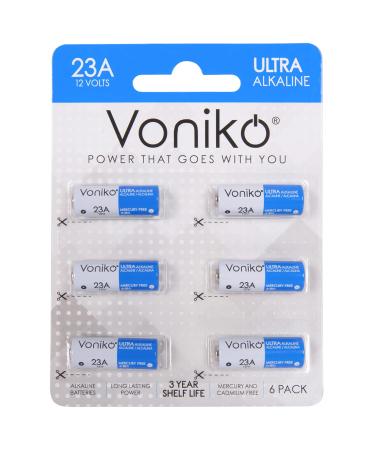 VONIKO Alkaline Battery 23A - Ultra 23A Batteries (6-Pack) - Long Lasting 12 Volt A23 Battery for Doorbells and Power Remote 6 Count (Pack of 1)