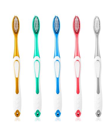 Sibba 5 pieces soft bristle toothbrush manual toothbrush portable manual toothbrushes oval brush head cleaning tooth stain plug brushes oral care accessories for fragile gums adults