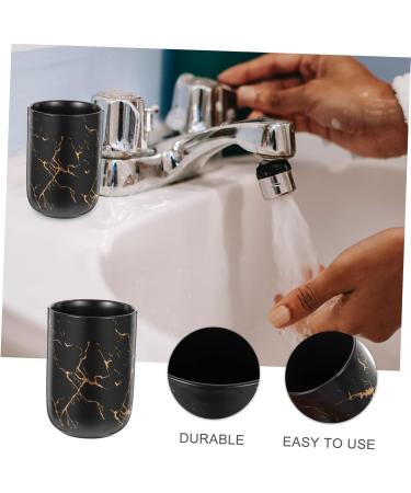 Warmhm 2-Piece Practical Tooth & Mouth Wash Worktop Basin Set - Black Makeup & Bathroom Cup - Ideal for Cups Water Razor - 11x7.7cm - Buy Online on GoSupps.com