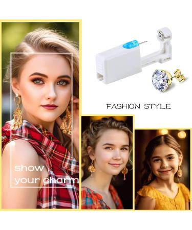 Gold CZ Diamond Ear Piercing Kit - Painless & Safe At-Home Piercing - Hypoallergenic Earrings Included - Buy Online on GoSupps.com