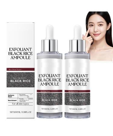 WRANBAO Black Rice Peel Shot Glow Ampoule gentle peeling for face and body Black Rice Peel Shot Serum skin remover with hyaluronic acid porerefining serum for all skin types 2 pieces
