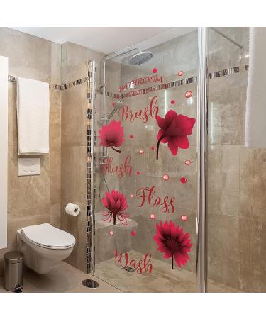 Bathroom Wall Decals Set - Wash Brush Flush Floss Rules Decor Stickers - Waterproof Flower Sign for Home - DIY Bathroom Kitchen Decorations - Buy Online on GoSupps.com