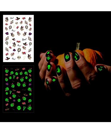 TailaiMei Glow in The Dark Halloween Nail Stickers - 10 Fluorescent Design Decals for DIY Nail Art and Manicure - Buy Online on GoSupps.com