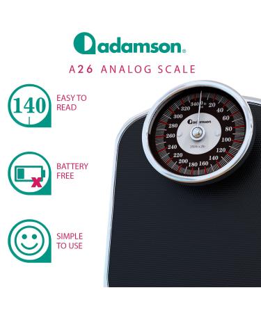 Adamson A26 Scales for Body Weight - New 2022 - Up to 350 lb  Anti-Skid Rubber Surface  Extra Large Numbers - High Precision Bathroom Scale Analog - Durable with 20-Year Warranty - Buy Online on GoSupps.com