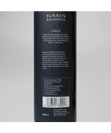 Burren Balsamics Rhubarb & Ginger Infused Balsamic Vinegar 250ml - Buy Online on GoSupps.com