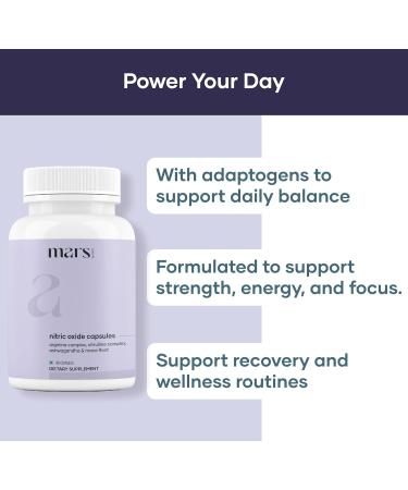 Mars Nitric Oxide Capsules with L-Arginine L-Citrulline & Adaptogenic Blend | Supports Energy Circulation & Muscle Recovery | 60 Capsules - Buy Online on GoSupps.com