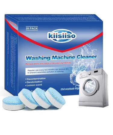 KIISIISO Washing Machine Cleaner Descaler 20 Tablets,for Front and Top Load or HE Washers, Dedicated to deep cleaning of Inside drum and Laundry Tub Seal