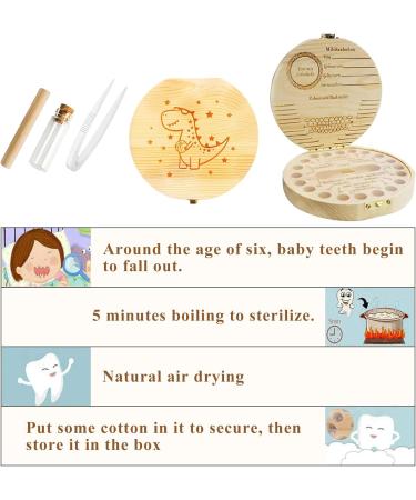 Vocemeri Wooden Milk Teeth Box - Dinosaur Tooth Souvenir for Boys & Girls - Buy Online on GoSupps.com