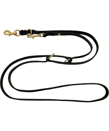Dogeline Adjustable Fat Leather Dog Leash - 3.50m x 15mm Black - Perfect for Small & Large Dogs - Durable & Stylish - Buy Online on GoSupps.com