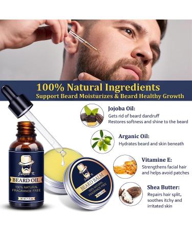 Jurgen K Beard Grooming Kit for Men - Beard Oil, Balm, Brush, and Comb Set - Buy Online on GoSupps.com
