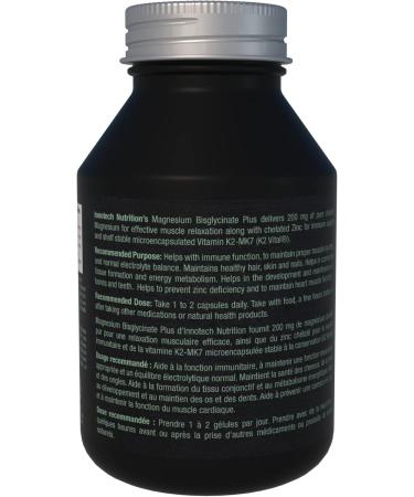 INNOTECH Nutrition Magnesium + 120 Capsules - Contains Magnesium Bisglycinate Zinc Gluconate & Vitamins K2 MK-7 - Maintain Proper Muscle & Immune Function - Buy Online on GoSupps.com