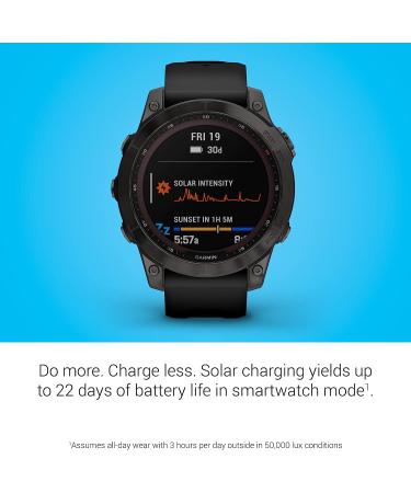 Garmin fenix 7 Sapphire Solar  adventure smartwatch  with Solar Charging Capabilities  rugged outdoor watch with GPS  touchscreen  wellness features  carbon gray DLC titanium with black band Carbon Gray DLC Titanium with Black Band 7 Sapphire Solar Smartw - Buy Online on GoSupps.com
