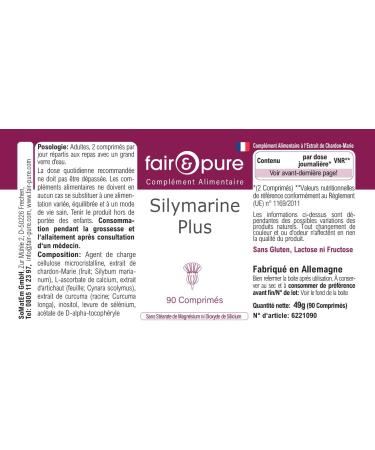 SoMatEm Fair & Pure Silymarin Plus tablets 90 pieces complex with milk thistle vitamin C & E artichoke turmeric inositol selenium vegan food supplement without additives produced in Germany - Buy Online on GoSupps.com