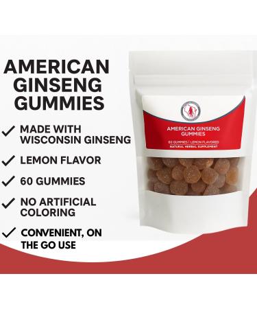 Dairyland American Ginseng Gummies 1000mg per Serving Lemon Flavor Caffeine-Free Energy & Focus Support Wisconsin Ginseng Gummy 60 pcs - Buy Online on GoSupps.com