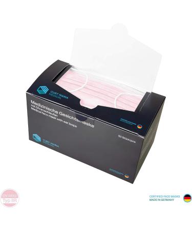 Dustpirate Curt Maria Medical 50 OP Masks - 3-Layer Surgical Face Masks Made in Germany Pink Ros Mouth Protection - Buy Now for International Shipping! - Buy Online on GoSupps.com