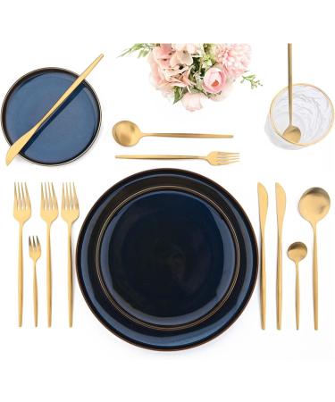 weizhun 24Pcs Gold Flatware Set Matte Cutlery Set Stainless Steel Dinnerware Set Knife Fork Spoon Silverware Kitchen Tableware (Color : 24Pcs Champagne) - Buy Online on GoSupps.com