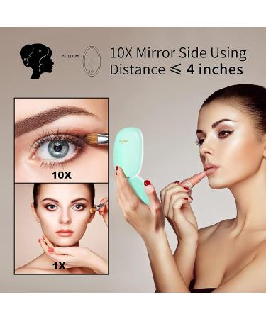 Merifun Lighted Compact Mirror 2-Sided 1X/10X Magnifying Mirror - USB Charging, Touch Screen, 56 LED Lights, Portable 4 inch Folding for Travel On The Go (Aqua) - Buy Online on GoSupps.com