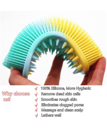 Cinlitek Dual Sided Silicone Body Scrubber - 2 Pack for Exfoliating Shower & Scalp Massage | Bath & Shampoo Brush | Soft Body Exfoliator Silicone Loofah Shower Scrubber - Purple & Yellow - Buy Online on GoSupps.com