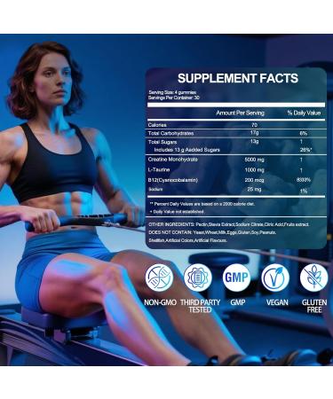 Marnomal Creatine Monohydrate Gummies Complex 6500 MG Chewable Creatine Gummies for Men & Women Tasty Vegan Sugar Free Pre Workout Creatine Supplement for Muscle Growth Blueberry Flavor-120 Count - Buy Online on GoSupps.com