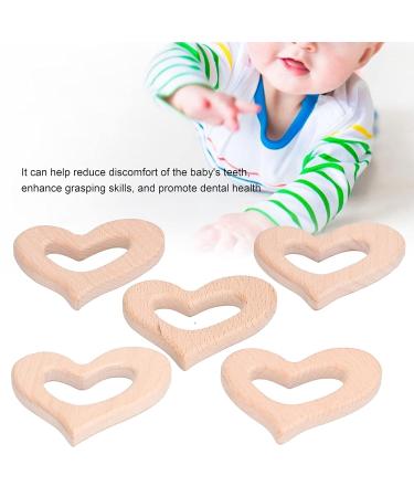 5Pcs DIY Heart Shaped Wooden Baby Teether Toys - Kids Toy Necklace Pendant Craft Accessory - Buy Online on GoSupps.com