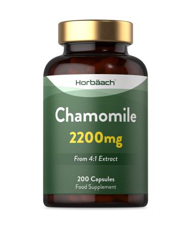 Chamomile Supplement Capsules | 2200mg Flower Extract | 200 Capsules | by Horbaach