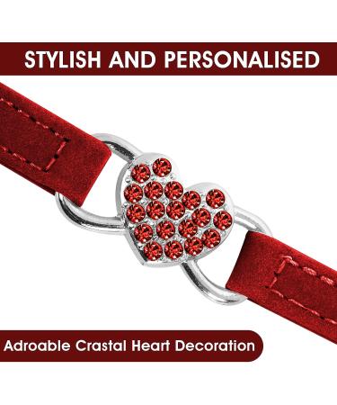 Cobee Bling Heart Cat Neck Band with Bell - Adjustable Rhinestone Pet Collar for Small Cats & Dogs - Safe & Stylish (Red) - Buy Online on GoSupps.com