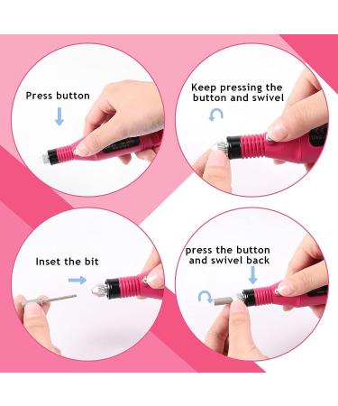 Portable Electric Nail Drill Kit with USB Cable - Rose Red Manicure Rotary Tool for Women | Christmas Gift - Buy Online on GoSupps.com