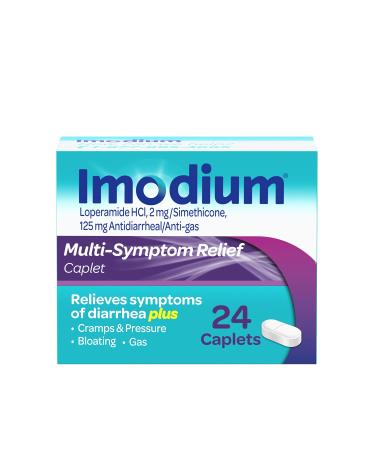 Imodium Multi-Symptom Relief Caplets with Loperamide Hydrochloride and Simethicone, Anti-Diarrheal Medicine for Treatment of Diarrhea, Gas, Bloating, Cramps & Pressure, 24 ct. - Buy Online on GoSupps.com