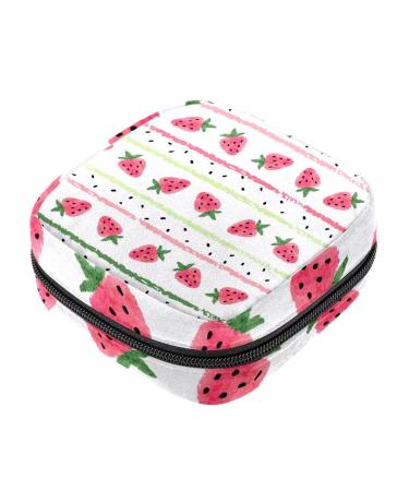 Guantierendiy Sanitary Napkin Storage Bag Portable Period Bag for Women Teen Girls Strawberry Stripe Pattern Menstrual Cup Pouch Nursing Pad Holder (Multicolor) Color 5
