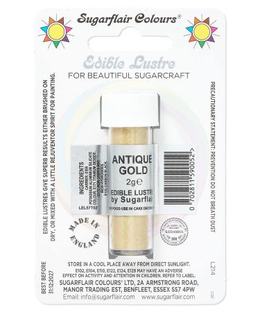 Sugarflair Antique Gold Edible Lustre Dust Add a Lustrous Shine to Cakes or Decorations. Brush On or Add Rejuvenator to Create Eye-Catching Edible Paint Gives Shine to Your Bakes - 2g - Buy Online on GoSupps.com