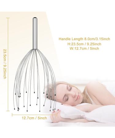 Sancheay Head Massager 28 Fingers Manual Scalp Head Scratcher Handheld Scalp Massager for Deep Relaxation Hair Stimulation and Stress Relief - Silver - Buy Online on GoSupps.com