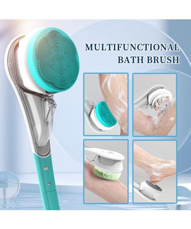 Electric Body Brush - TRENION Multifunctional Exfoliating Spin Scrubber with 6 Brush Heads | Rechargeable Long Handle Body Scrubber for Shower Bathing and Deep Cleansing - Blue - Buy Online on GoSupps.com