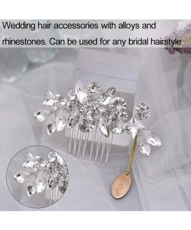 XYDZ Bride Wedding Crystal Hair Bridal Flower Side Hair Clip Rhinestone Bridal Comb Barrette Handmade Flower Hair Clip Head Pieces Bridal Headpiece Wedding Accessories for Women and Girls(Silver) - Buy Online on GoSupps.com