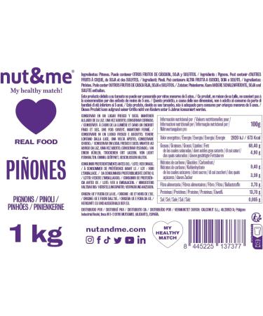 Natural Pine Nuts 1kg nut&me | Hulled Pine Nuts | Ideal for Pesto | Unroasted - Buy Online on GoSupps.com