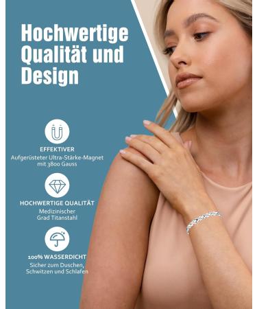 JECANORI Women's Magnetic Bracelet - Titanium Steel Crystal Jewelry with Ultra Strong 3500 Gauss Magnets for Health - Buy Online on GoSupps.com