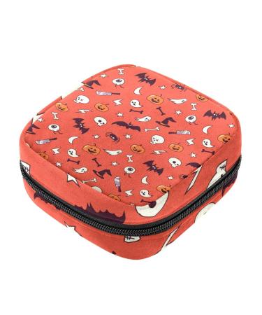 Guantierendiy Sanitary Napkin Storage Bag Halloween Pattern Menstrual Cup Pouch Nursing Pad Holder Tampon Bags Feminine Product Pouches Portable Period Kit Bag Color 10