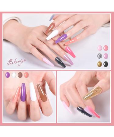 Poly Gel Nail Kit - 10 Color Builder Set with Slip Solution & Rhinestones - Buy Online on GoSupps.com