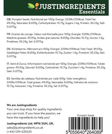 JustIngredients Essential Pumpkin Seeds 1 kg - Buy Online on GoSupps.com