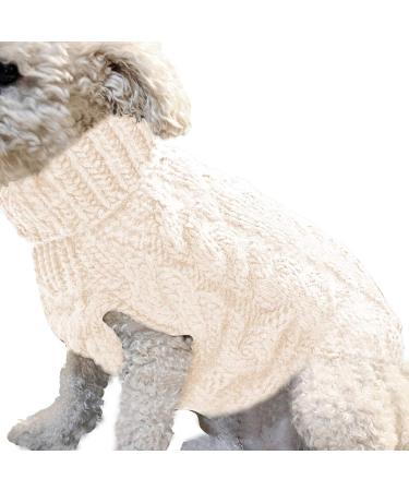 Shop Famkit XL White Pet Dog Turtleneck Sweater Warm Knitwear for Dogs (11-13.2lb) - Fashionable Outwear & Collar Roll - Buy Online on GoSupps.com