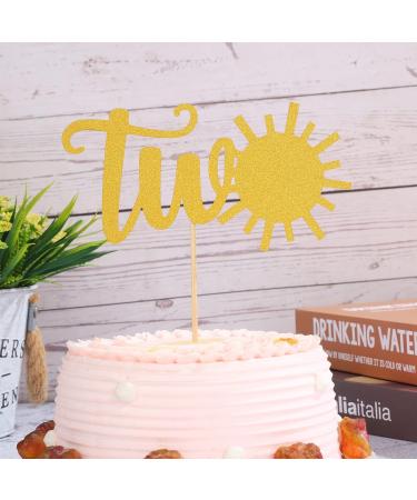 Sun Two Birthday Cake Topper - Single-sided Gold Glitter Sunshine 2nd Birthday Cake Smash Topper 2 Anniversary Party Decoration Photo Props 2 Anniversary Smash Cakes Topper. (Sun Two) - Buy Online on GoSupps.com