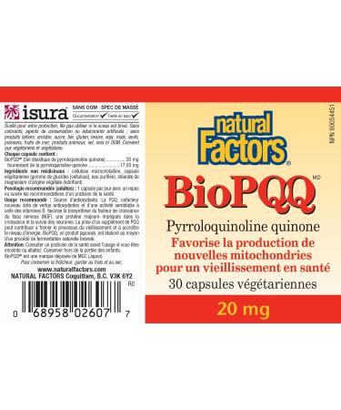 Natural Factors - Pyrroloquinoline Quinone (Bio PQQ) 20mg - 30 VCaps - Buy Online on GoSupps.com